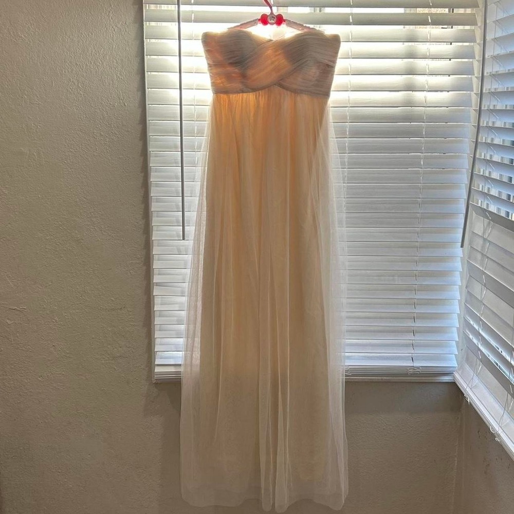 NWT Donna Morgan "Almond" Cream gorgeous strapless maxi dress